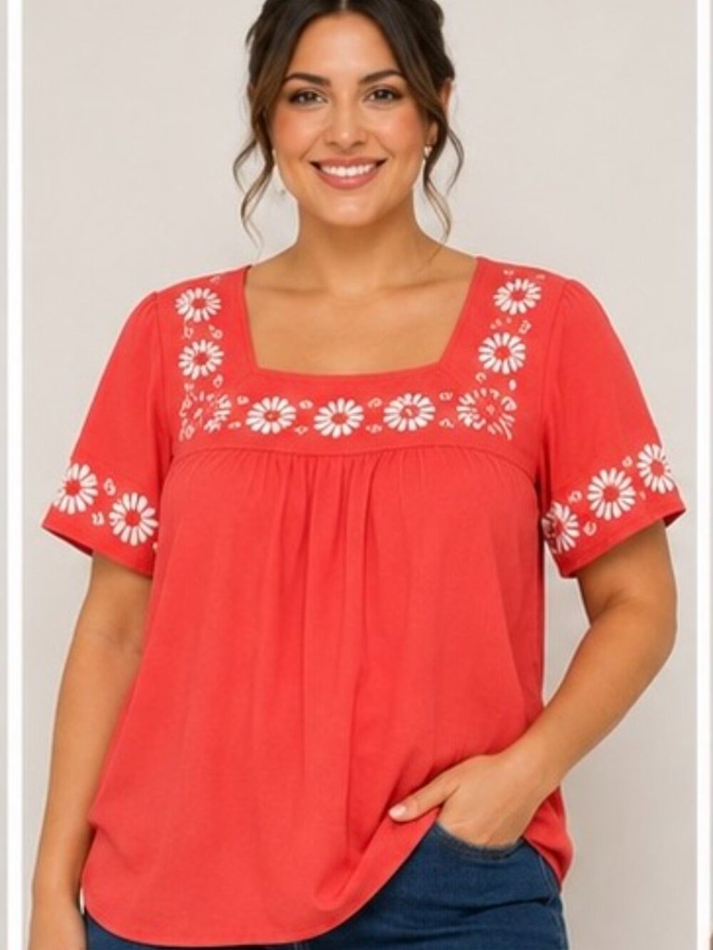Style & Co. Embroidered Coral Tunic Top — Size 1X Brand: Style & Co. Size: 1X Co